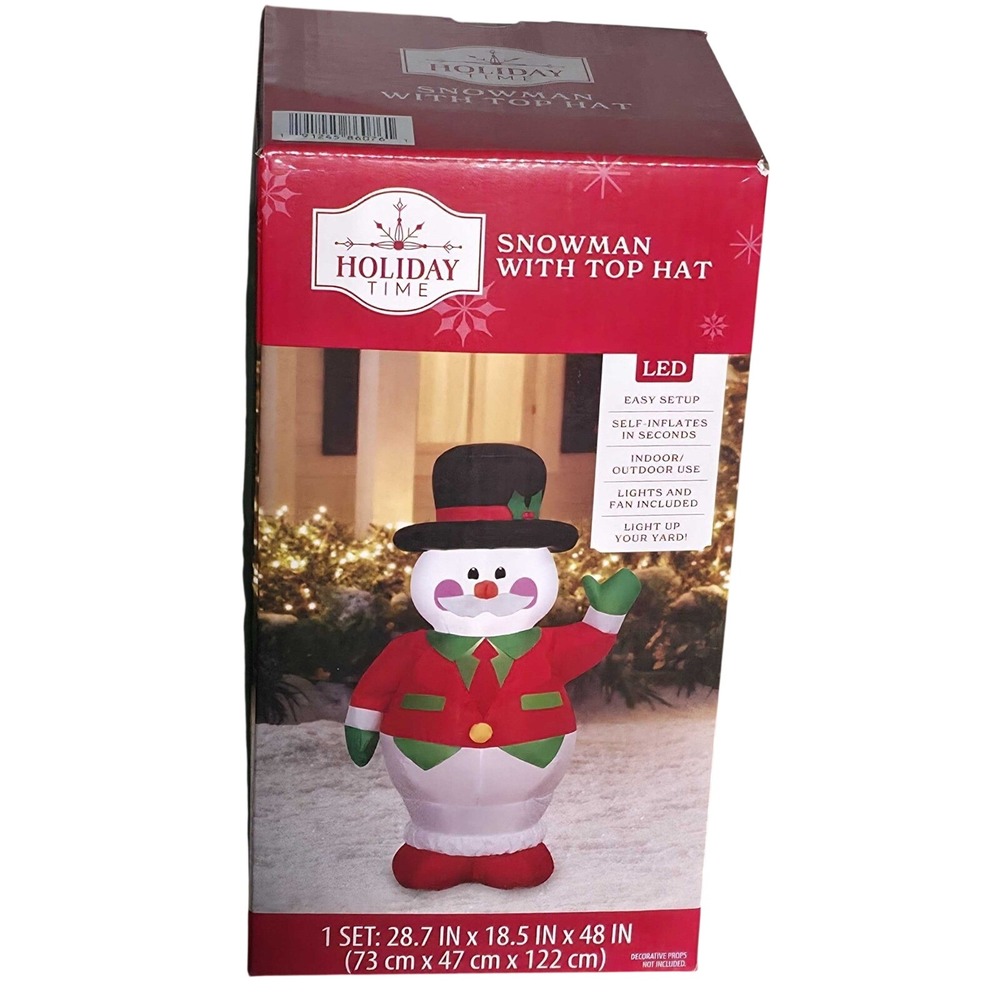 Holiday Time‎ LED Snowman Top Hat 4 Ft Christmas Airblown Inflatable Decor NEW